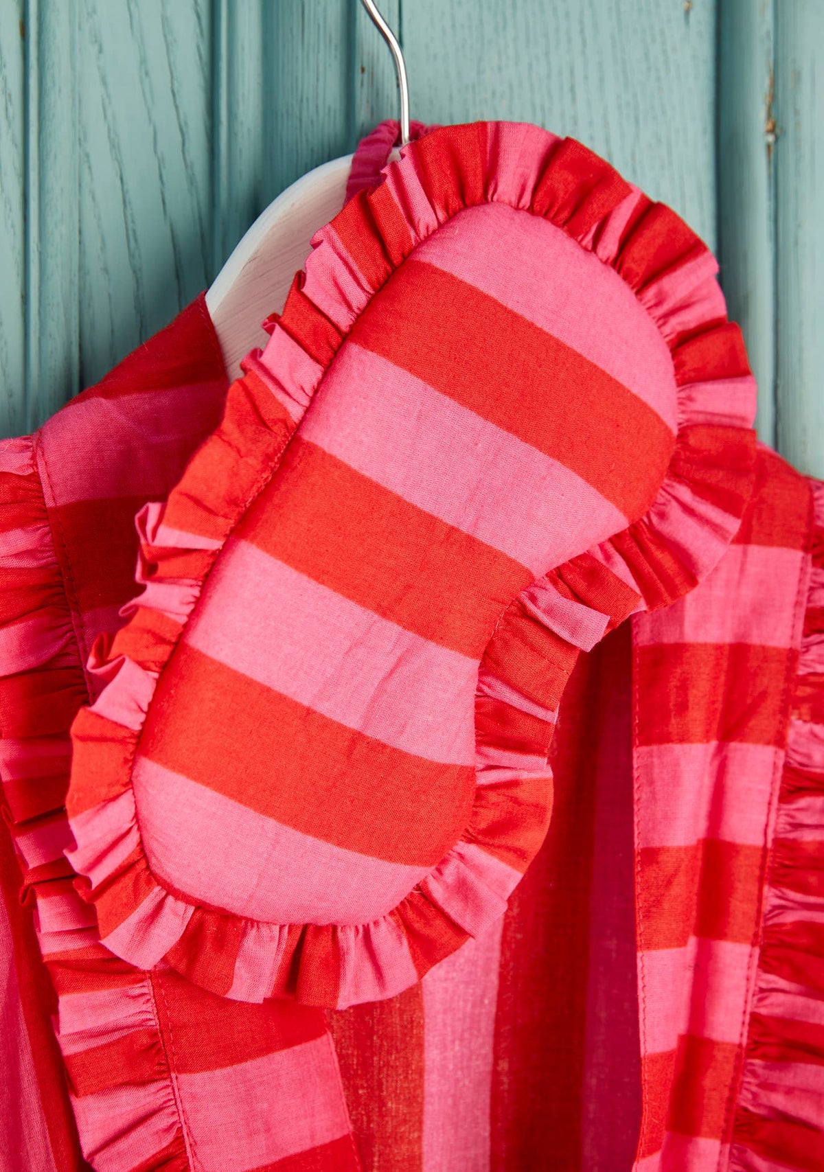 Bold Stripe Frill Dressing Gown