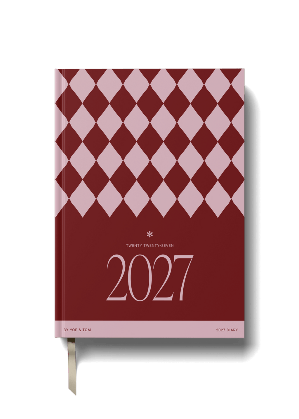 2027 A5 Diary - Week-to-View - Burgundy Checkerboard