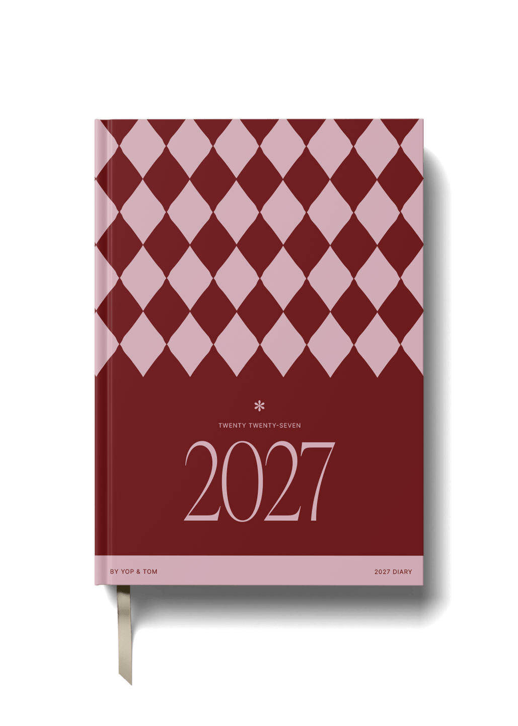 2027 A5 Diary - Week-to-View - Burgundy Checkerboard