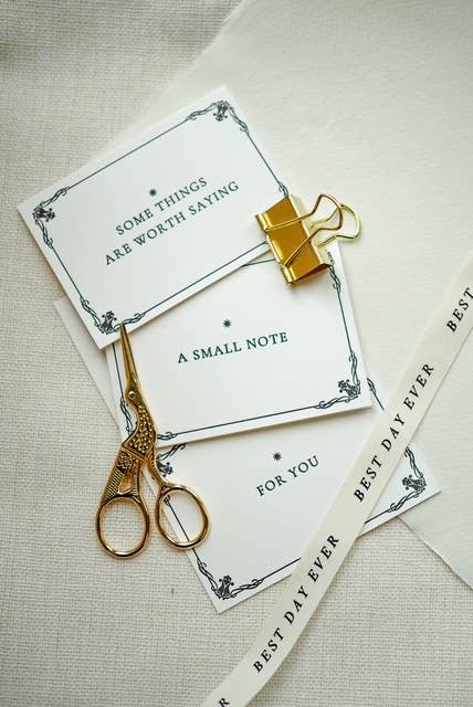 Letter press calling card note card set