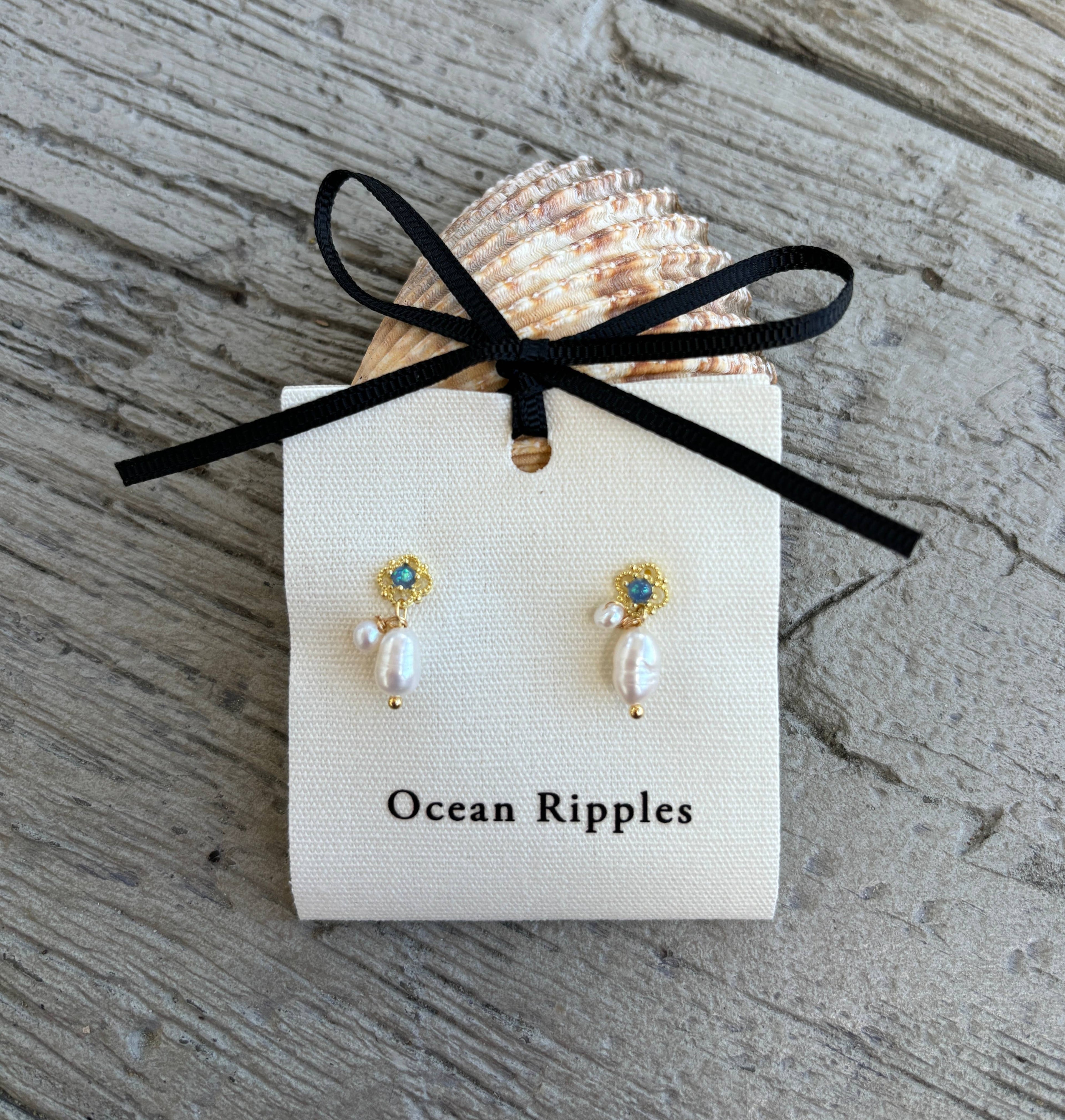 14ct Gold Plated Double Fresh Water Pearl Drop Earrings