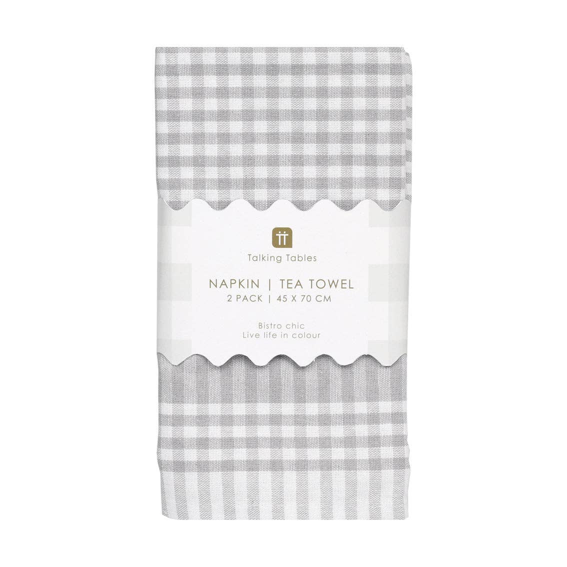 Grey & White Fabric Gingham Napkins/Tea Towels