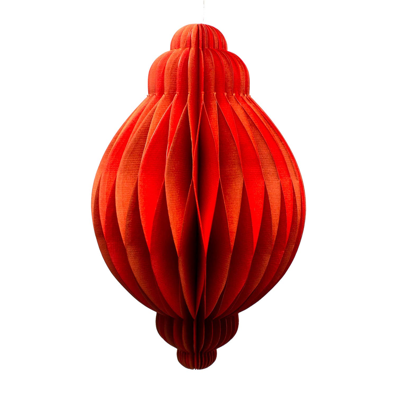 Indian Recycled Paper Fold-Away Bauble Decoration: Orange