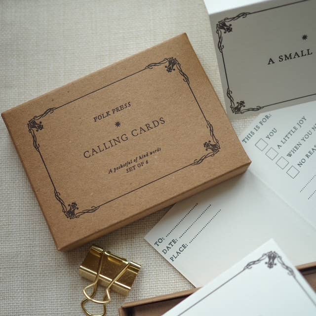 Letter press calling card note card set