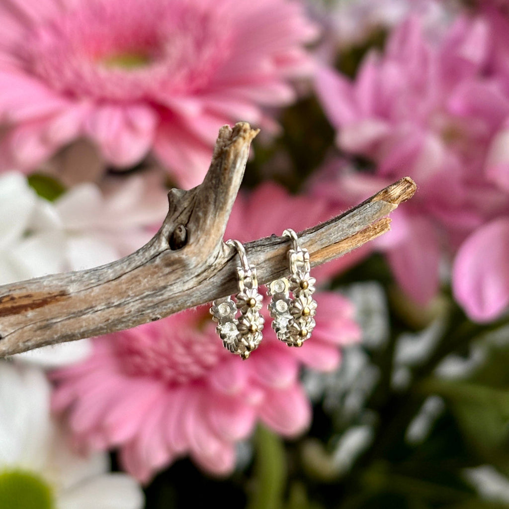 925 Sterling Silver Daisy Hoop Earrings