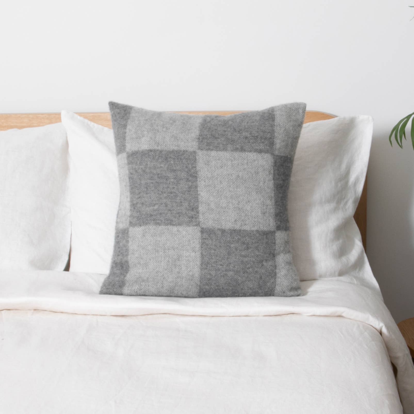 Checkerboard Grey Wool Cushion Cover 45x45cm