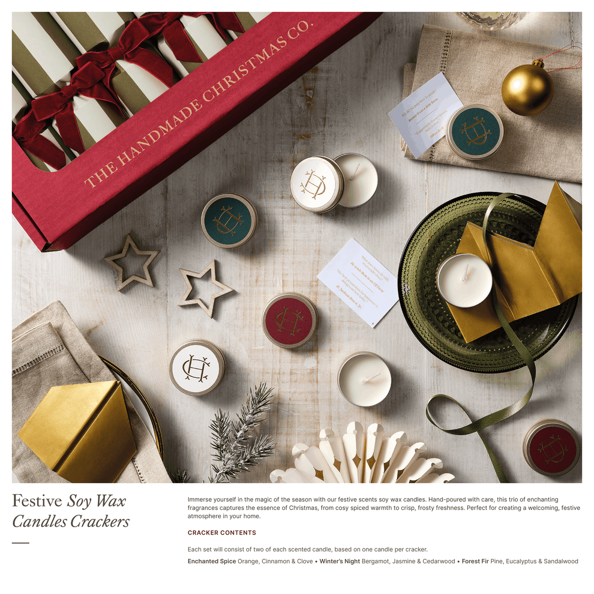 Pistachio Green - Handmade Luxury Christmas Crackers (6pcs): Tea Light Candles