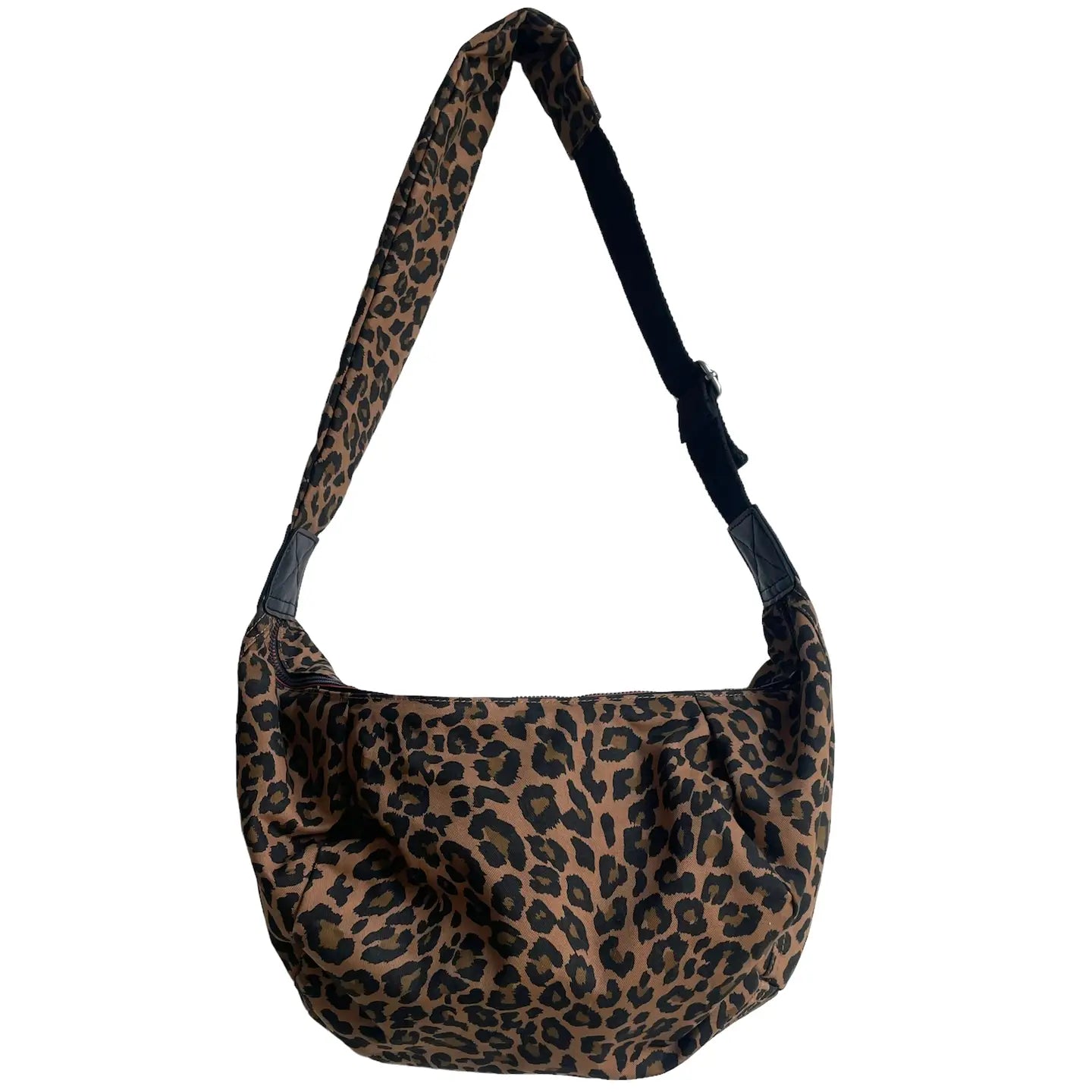 Cross Body Sling Bag - Brown Leopard Print - Large