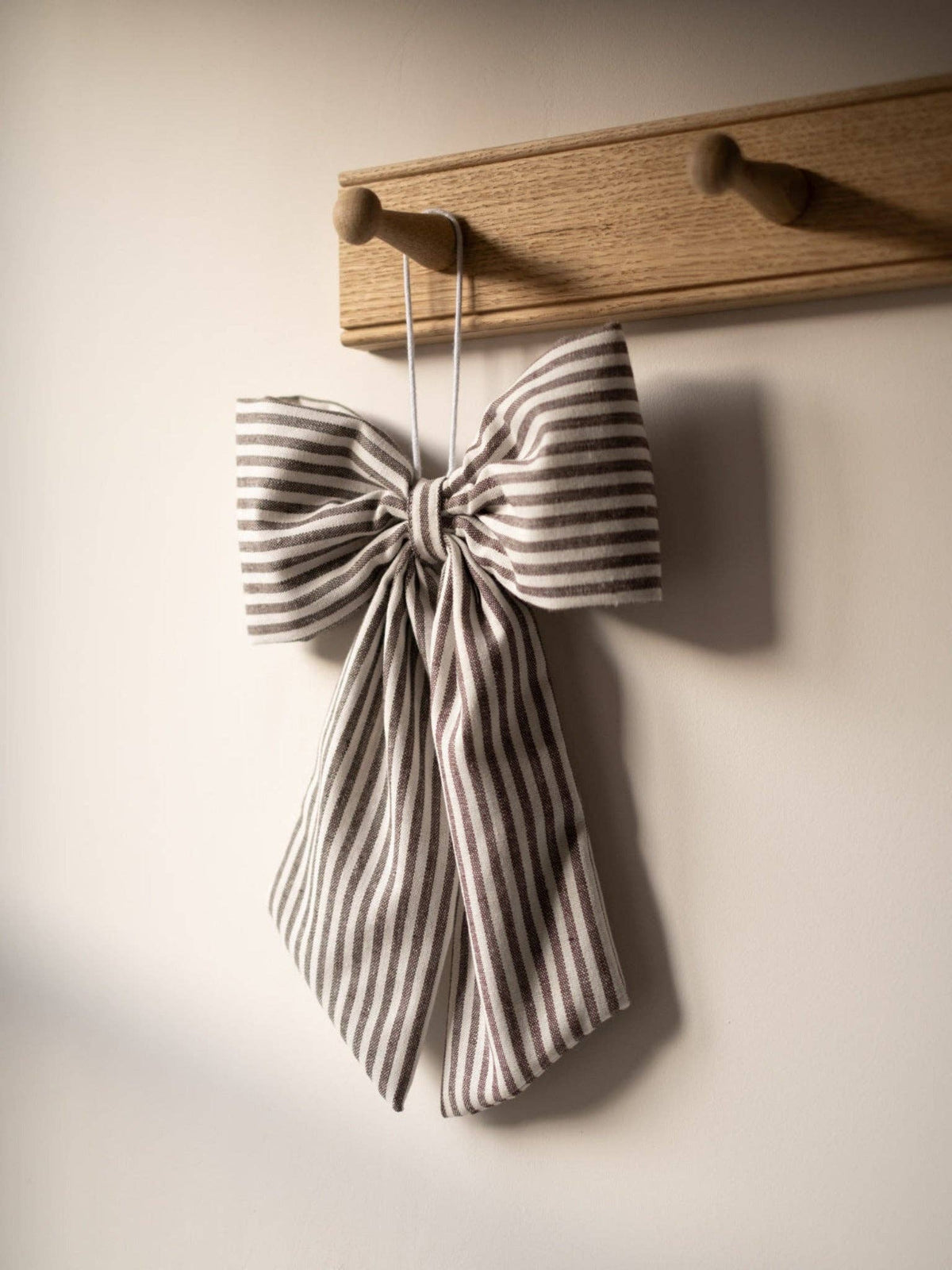Brown & White Striped Hanging Bow