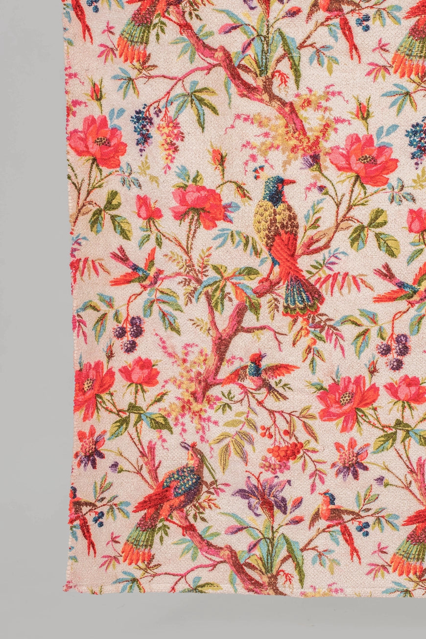 Ivory Birds & Bloom Cotton Velvet Rug