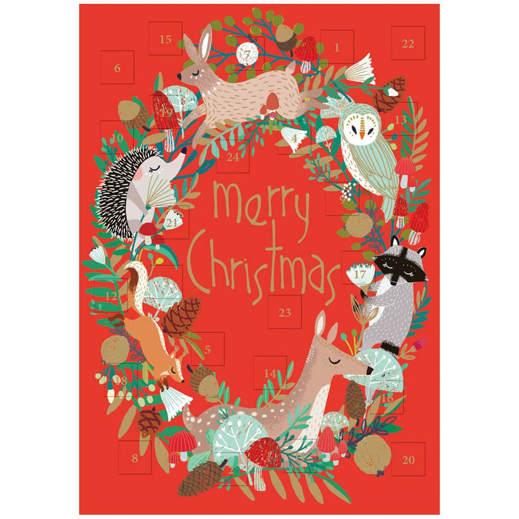 Animal Wreath Advent Calendar Christmas Card