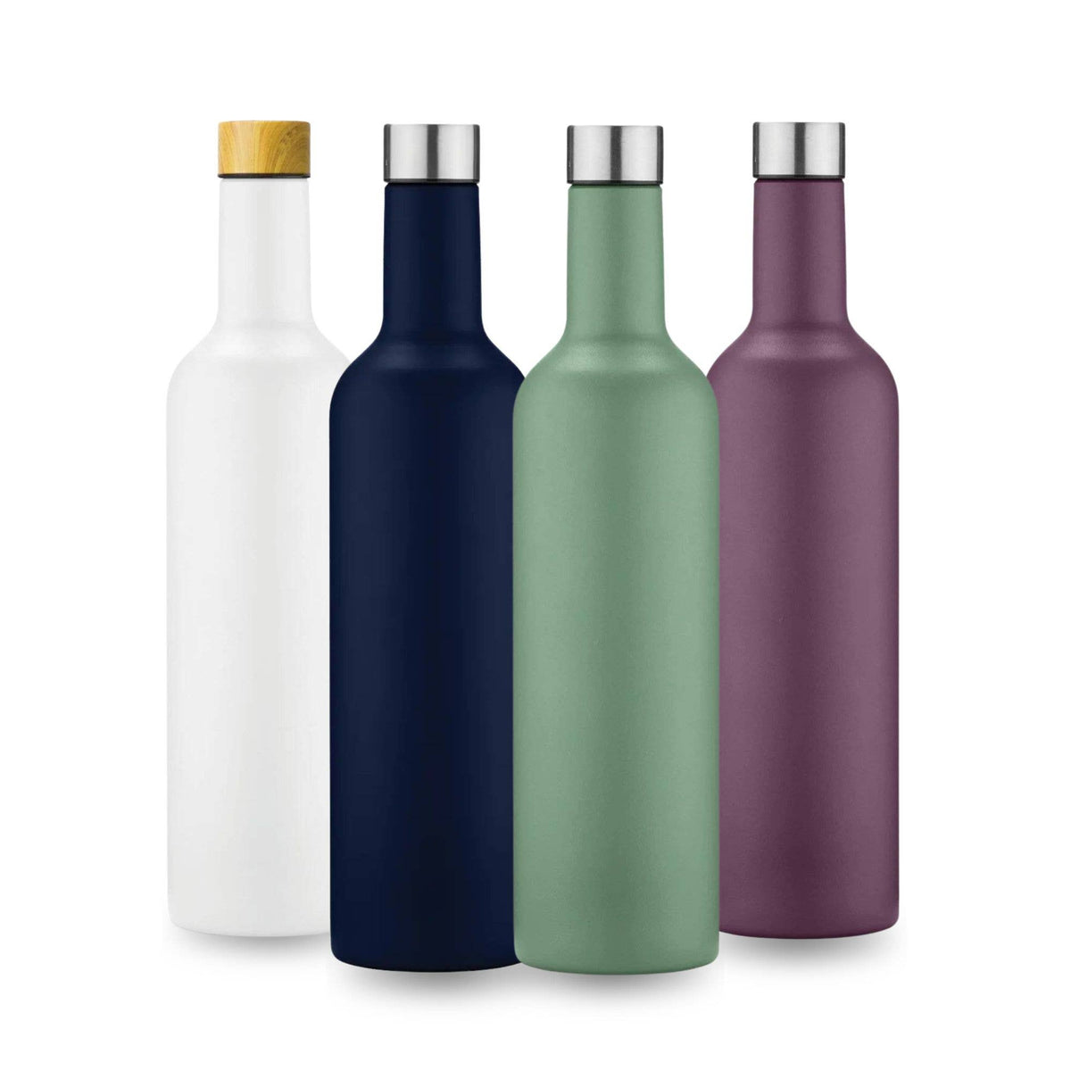 Double Wall Insulated Travel Wine Bottle - 750ml (25oz): White