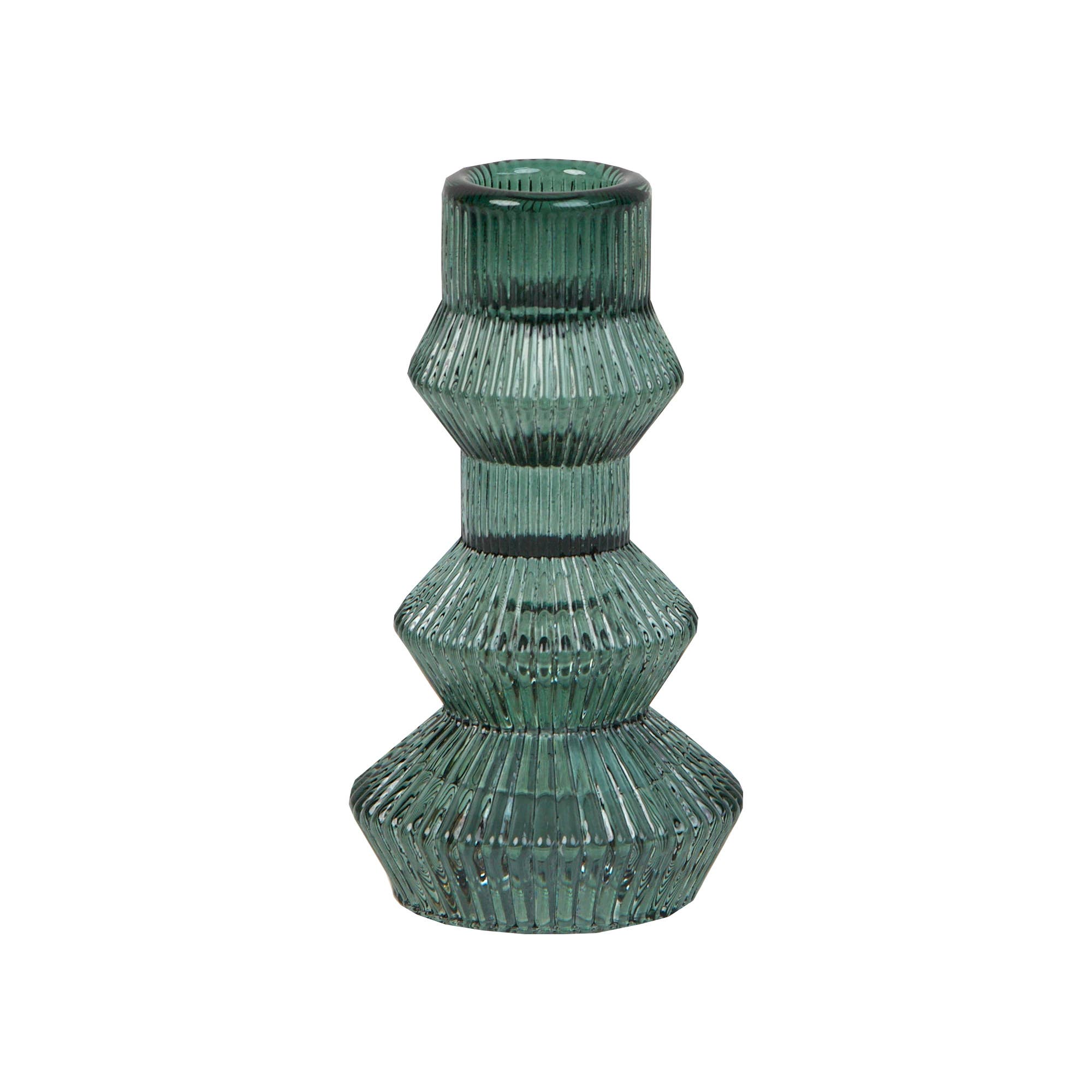 Sage Green Glass Candlestick Holder