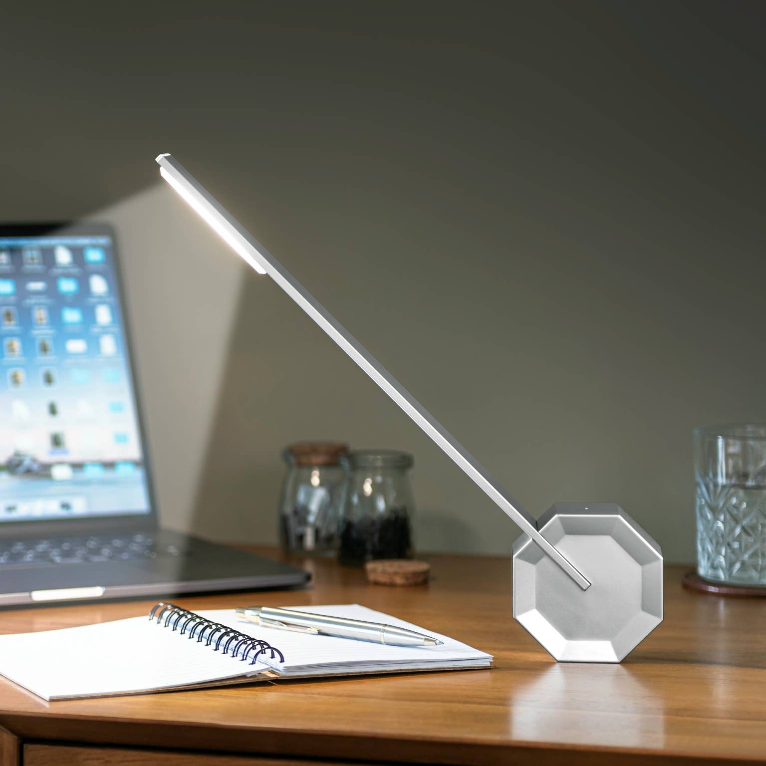 Octagon One Portable Desk Light: Maple