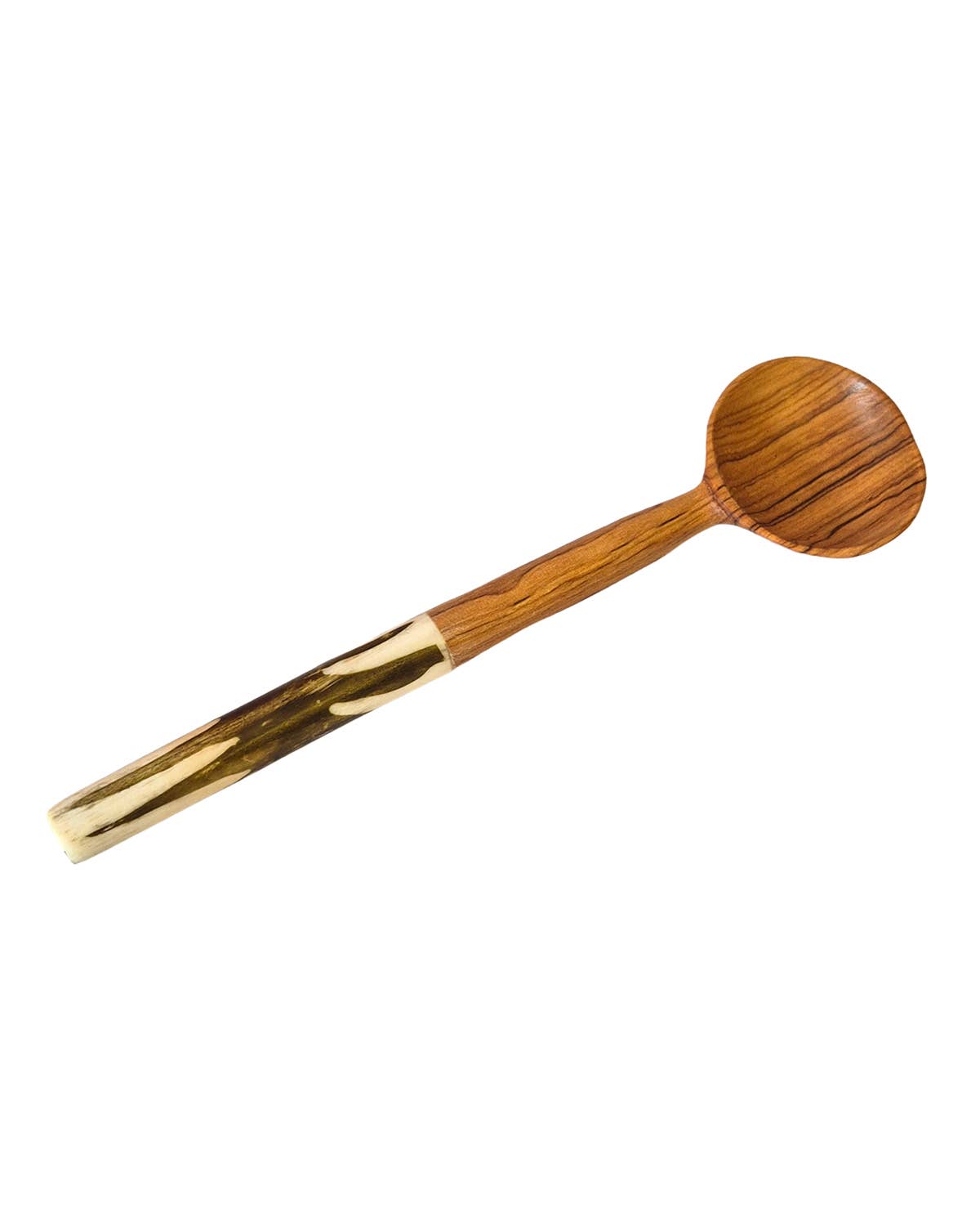 Olive Wood Batik Handled Sugar Spoon: Orange