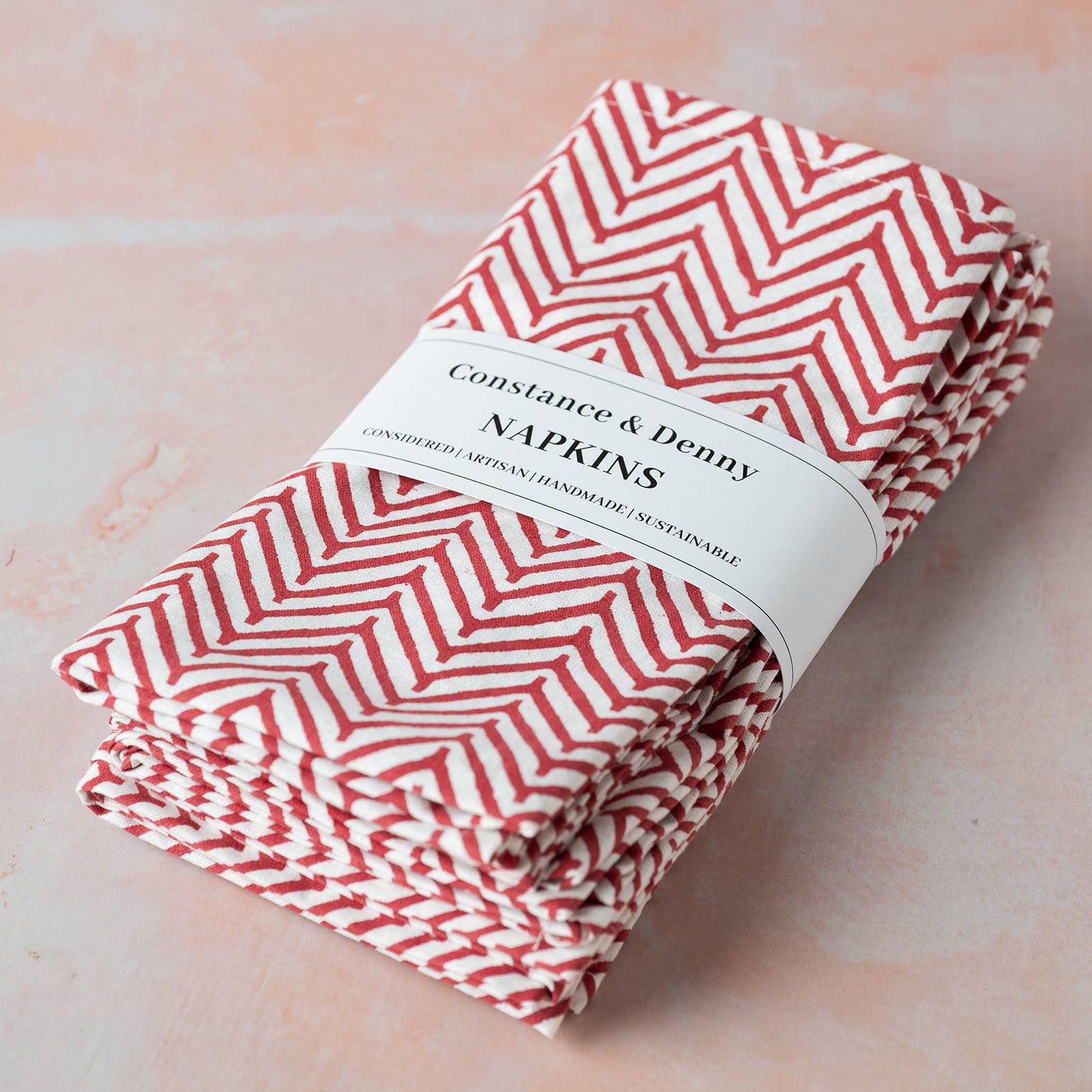 CHEVRON CHERRY set of 6 cotton napkins