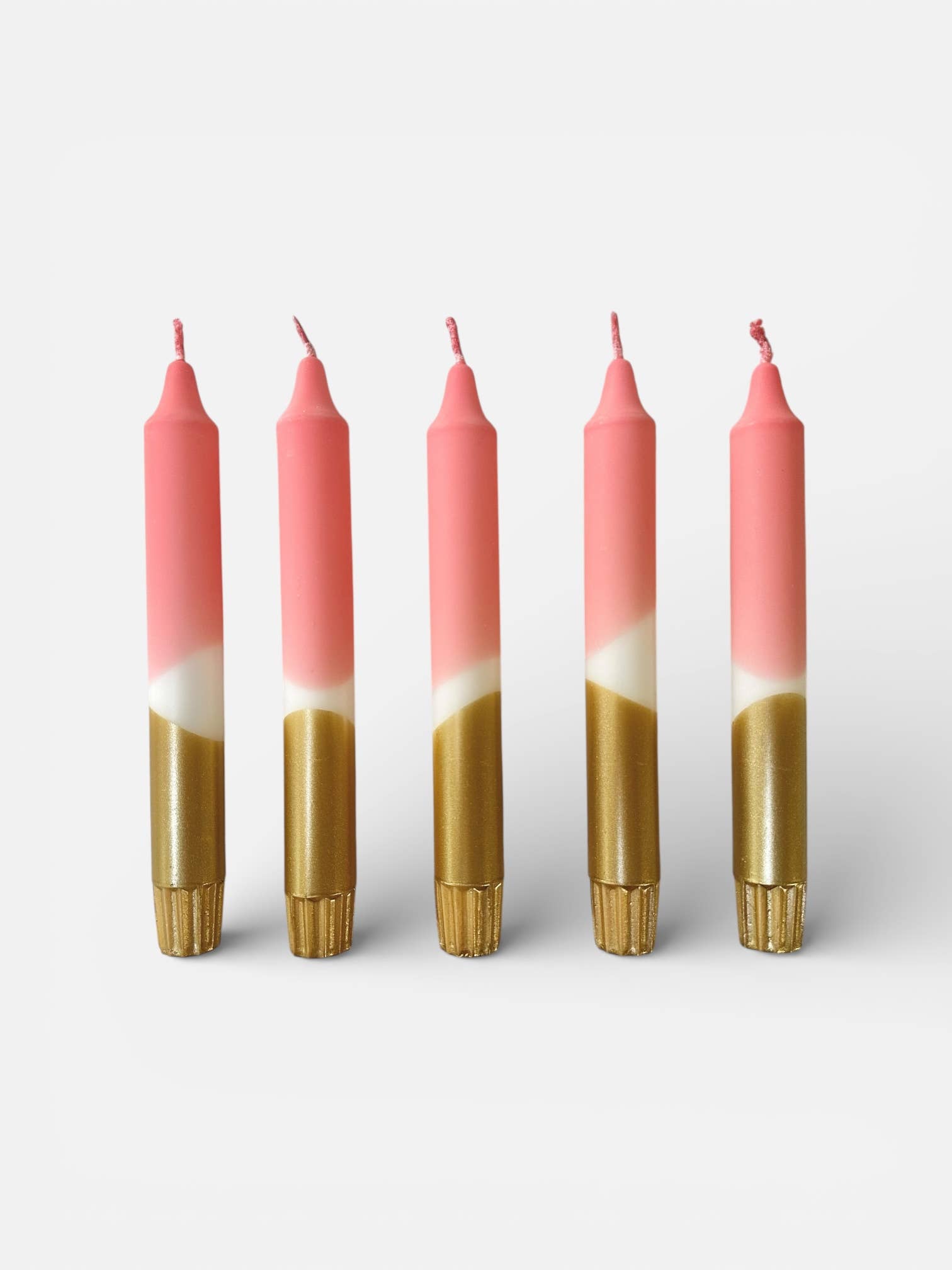 Colourful ‘Golden Rose’ Hand Dipped Candles Pink & Gold  