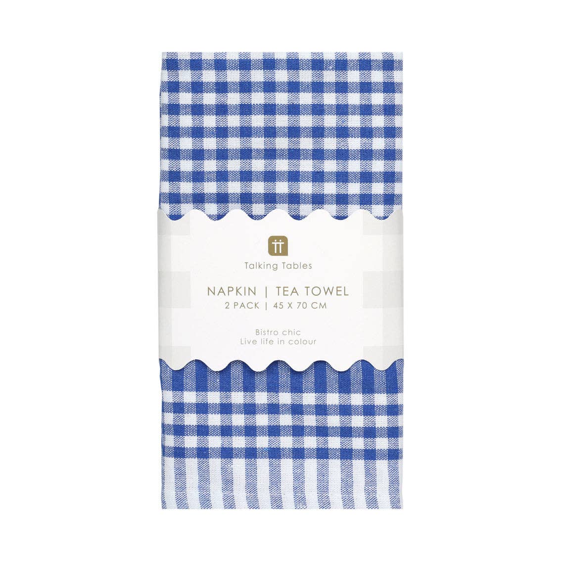 Blue & White Fabric Gingham Napkins/Tea Towels | 2 Pack |