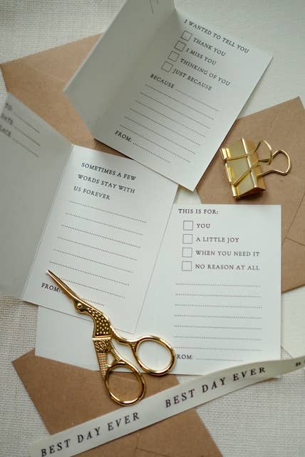 Letter press calling card note card set