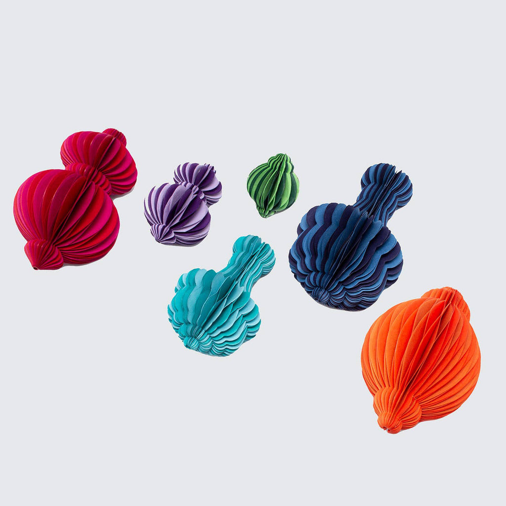Indian Recycled Paper Fold-Away Bauble Decoration: Navy