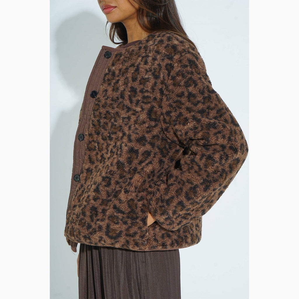 Leopard Print Reversible Jacket in Brown