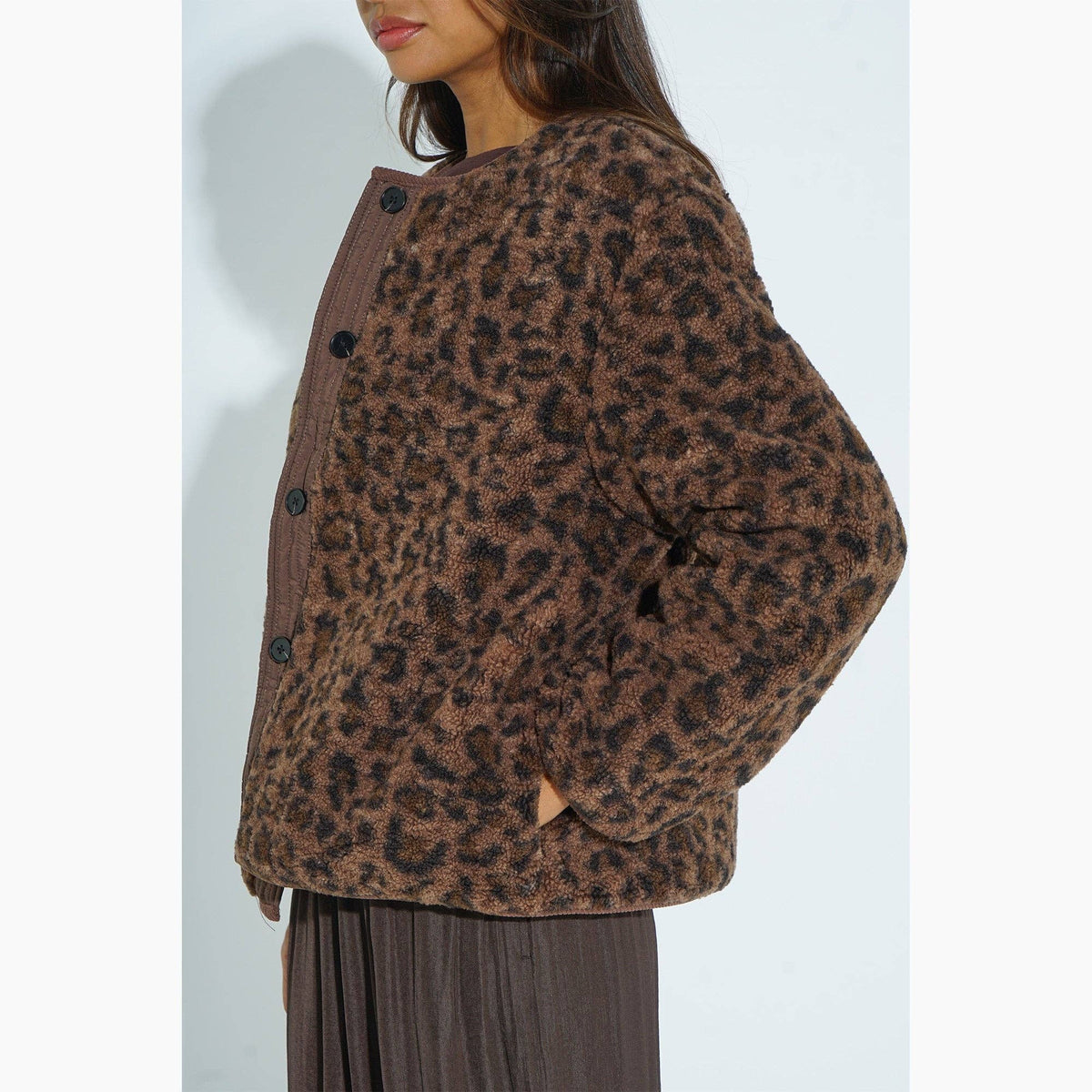 Leopard Print Reversible Jacket in Brown