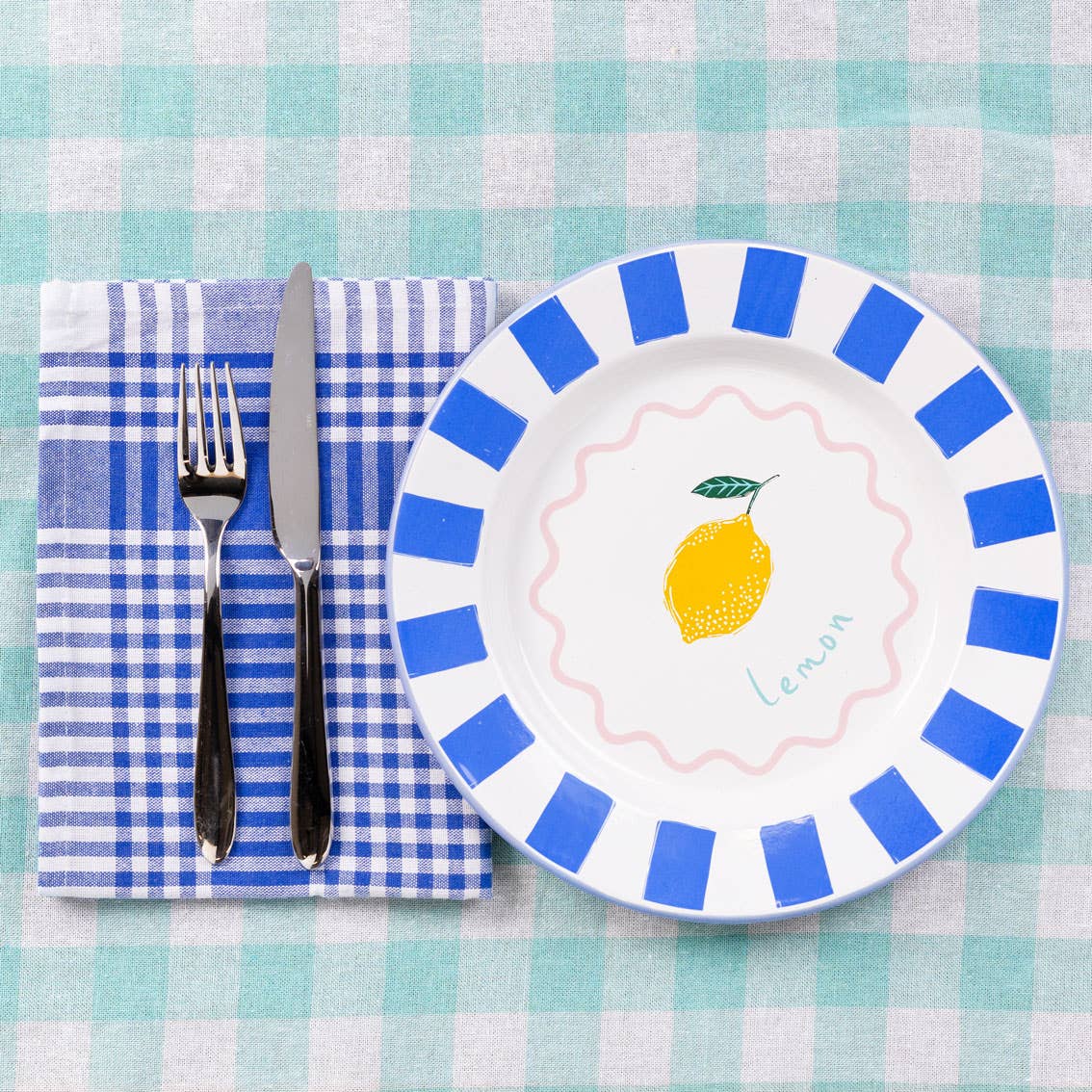 Blue & White Fabric Gingham Napkins/Tea Towels | 2 Pack |