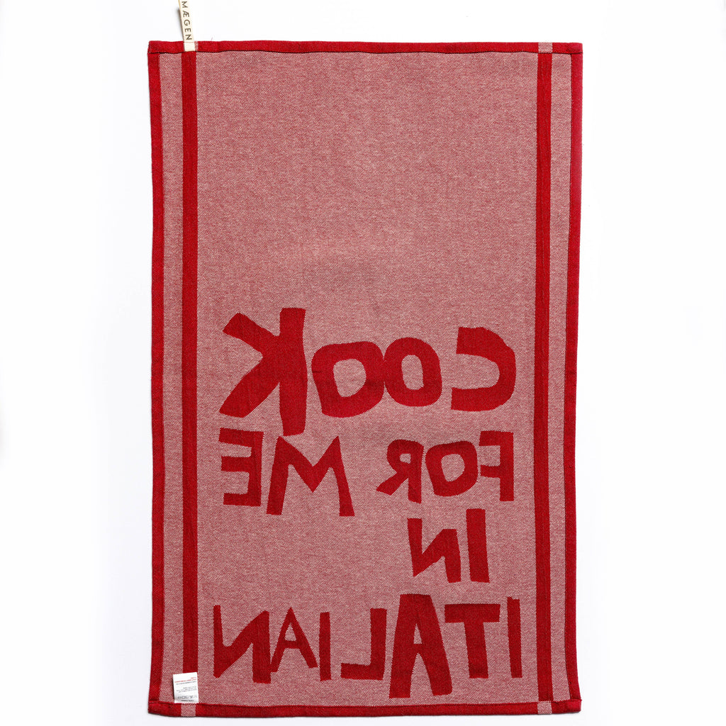 Maegen Tea Towel - Red - Cook for me in Italian