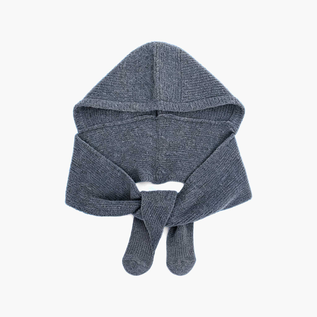 Plain Triangle Hooded Scarf in Dark Grey: One Size