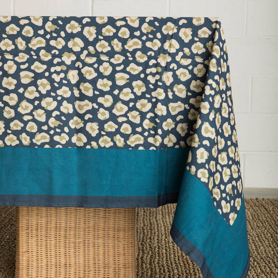 Dark Blue Leopard Tablecloth