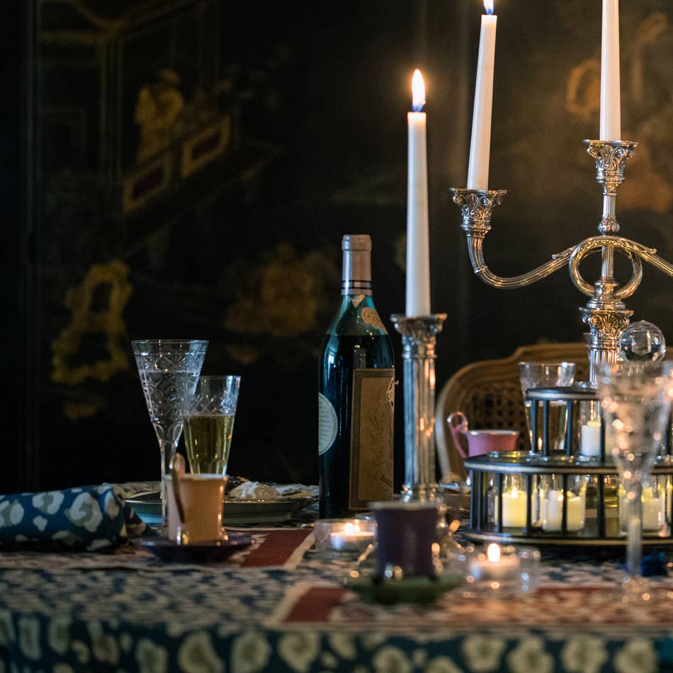 Dark Blue Leopard Tablecloth
