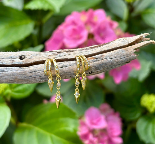 18ct Gold Plated Triple Hoop Dangle Earrings 