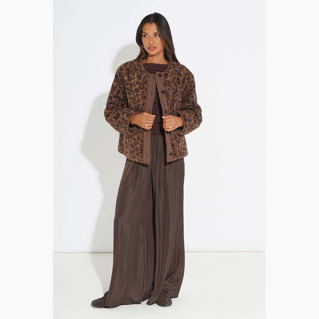 Leopard Print Reversible Jacket in Brown