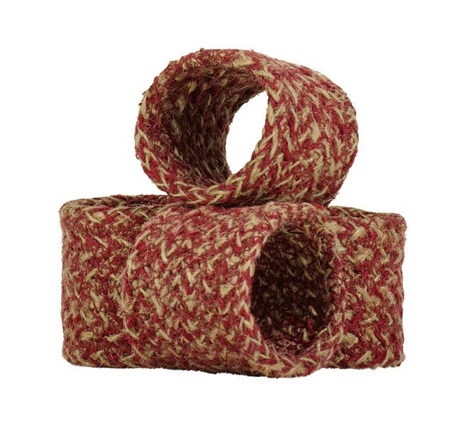 Jute Napkin Rings in Guardsman Red/Natural, Tied Set of 4: 4