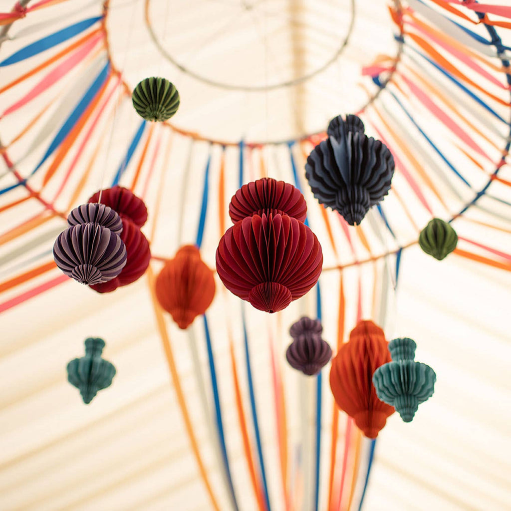 Indian Recycled Paper Fold-Away Bauble Decoration: Navy