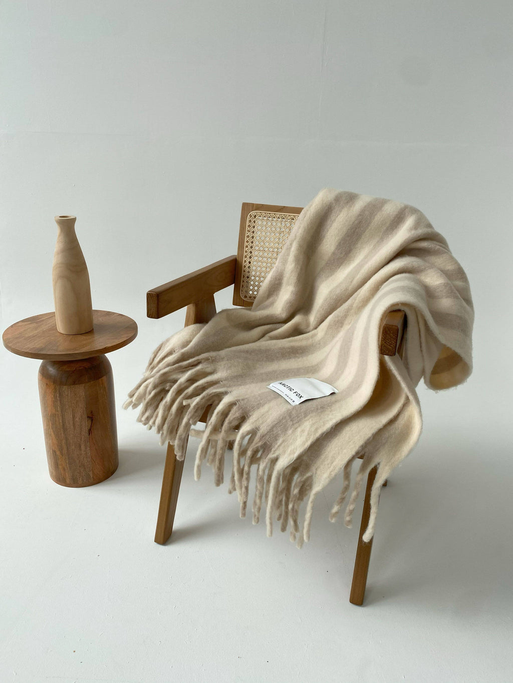 The Wool Stripe Throw - Pale Taupe Stripe - AW25