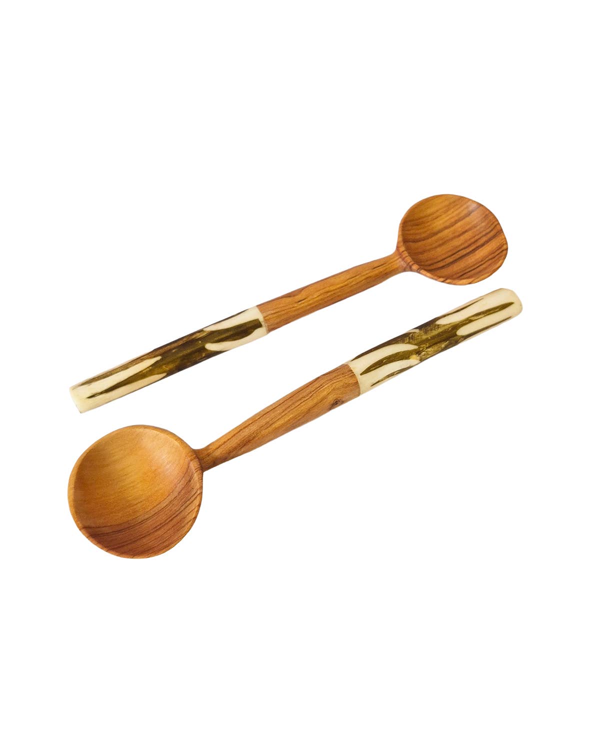 Olive Wood Batik Handled Sugar Spoon: Orange