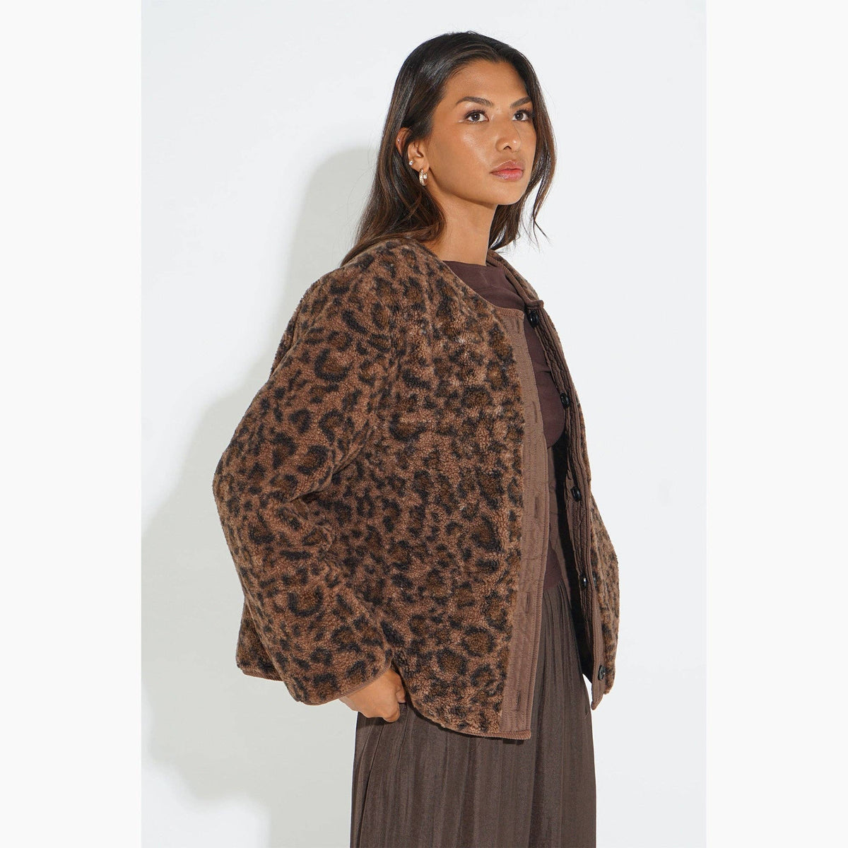 Leopard Print Reversible Jacket in Brown