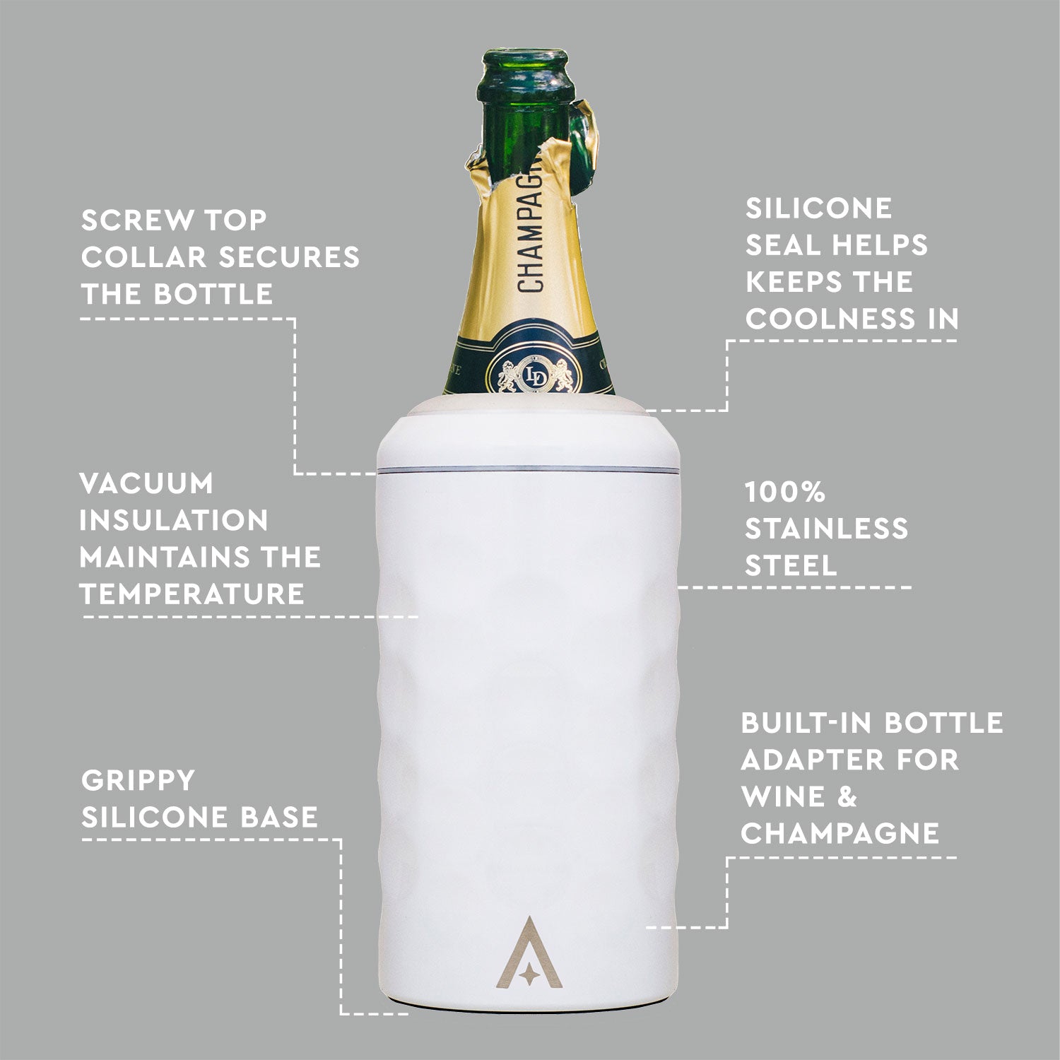 Champagne/Wine Bottle Cooler with Lid - Black