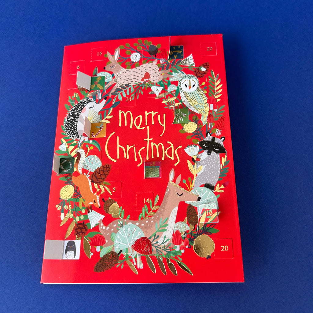 Animal Wreath Advent Calendar Christmas Card