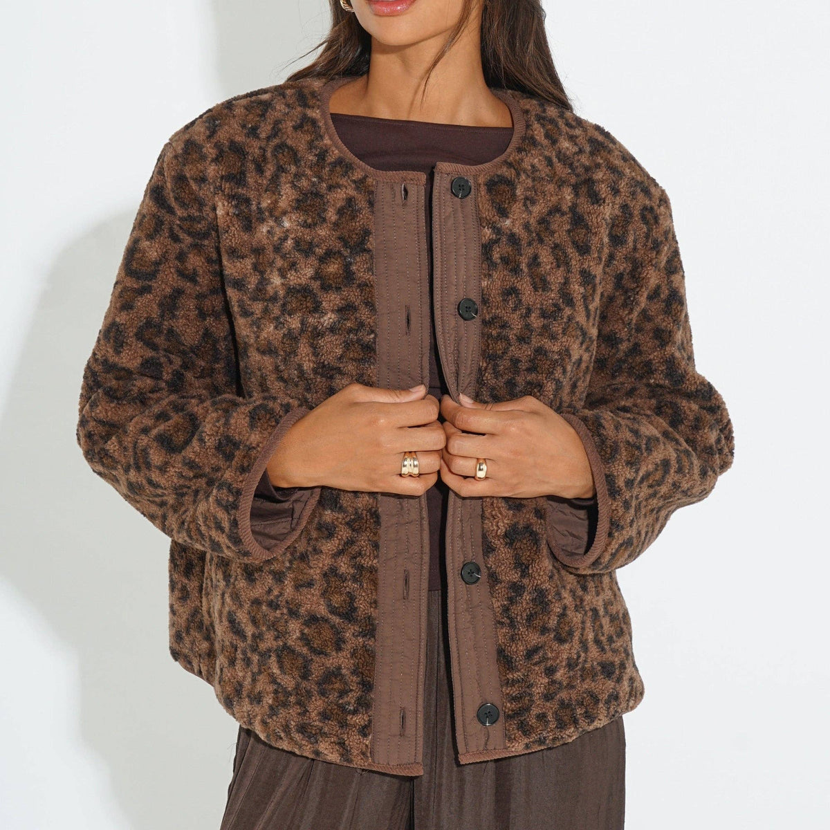 Leopard Print Reversible Jacket in Brown