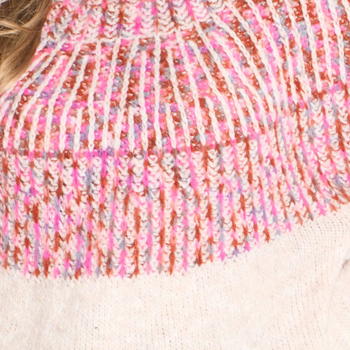 Scandi Style Print Italian Wool Blend Jumper in Cream/Fuchsia