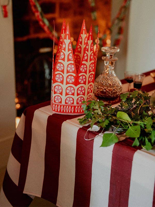 Merlot and Pink Hue Stripe Tablecloth