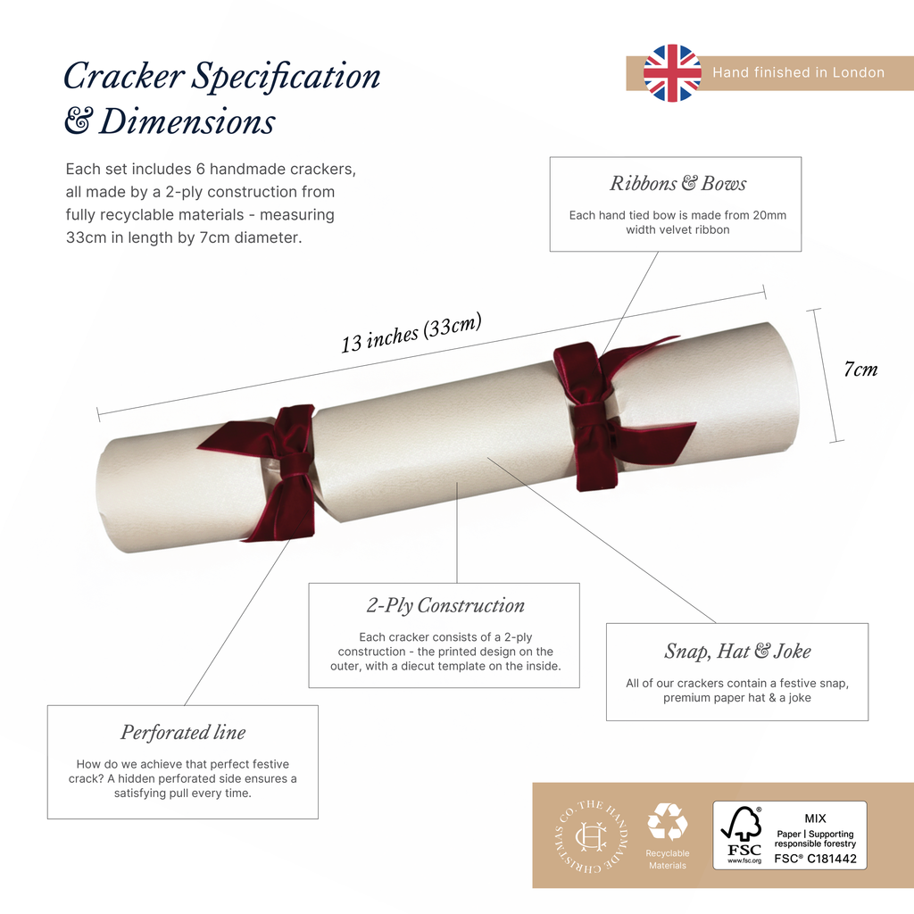 White Christmas - Handmade Luxury Christmas Crackers (6pcs): Family Fun & Games