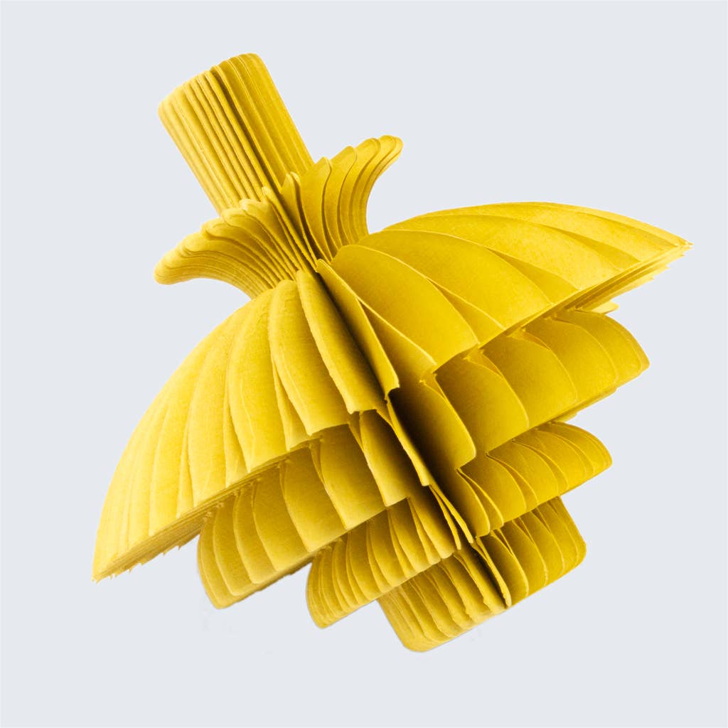 Indian Recycled Paper Fold-Away Bauble Decoration: Mustard
