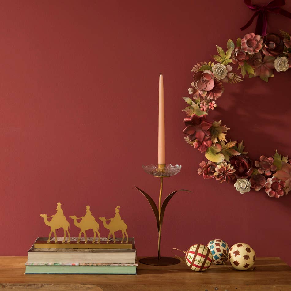 Glass Flower Single Candle Holder