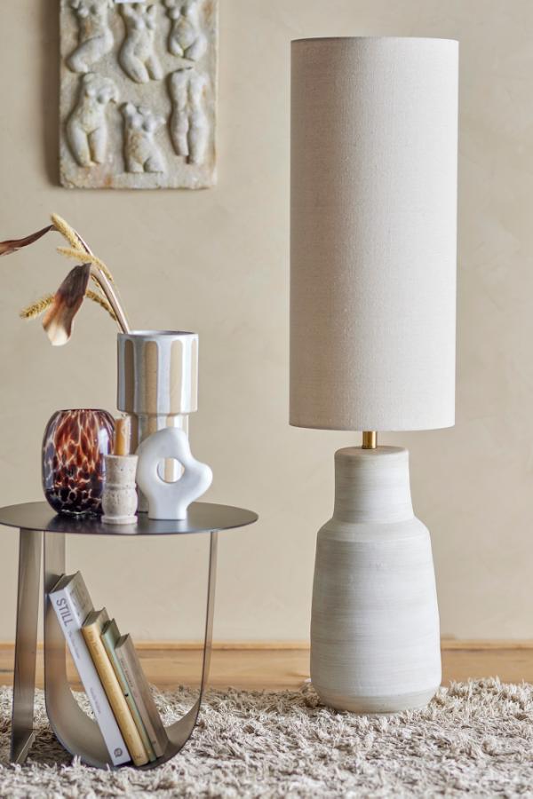 Linetta Floor Lamp, White, Stoneware