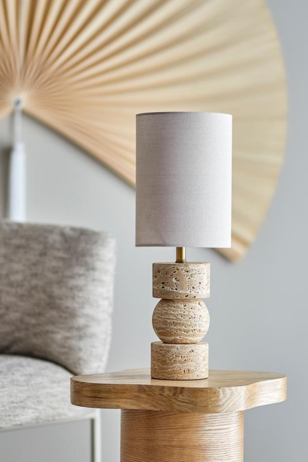 Marci Table Lamp Beige Travertine
