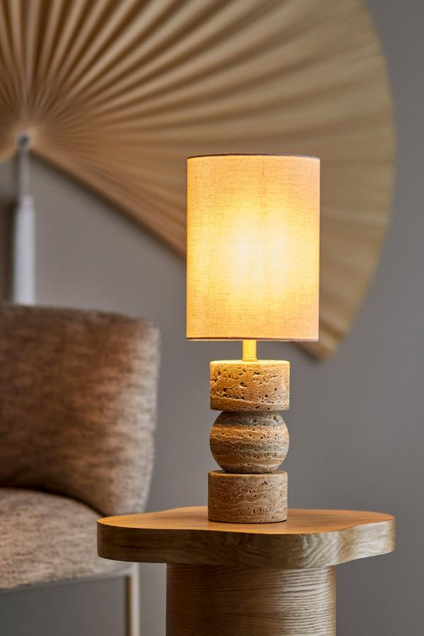 Marci Table Lamp Beige Travertine