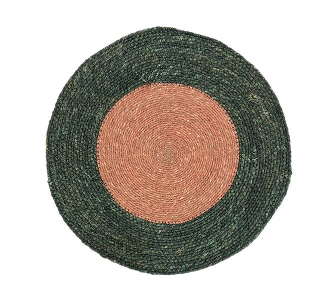 NEW! Seagrass Serving Mat - Olive Green and Old Rose